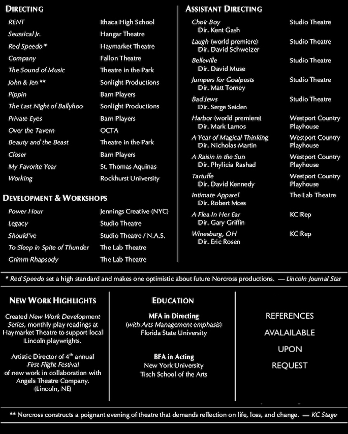 Directing Resume